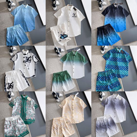 New Lacoste & Louis Vuitton (LV) Cotton-Linen Short-Sleeve Shirt and Shorts Set-6346  